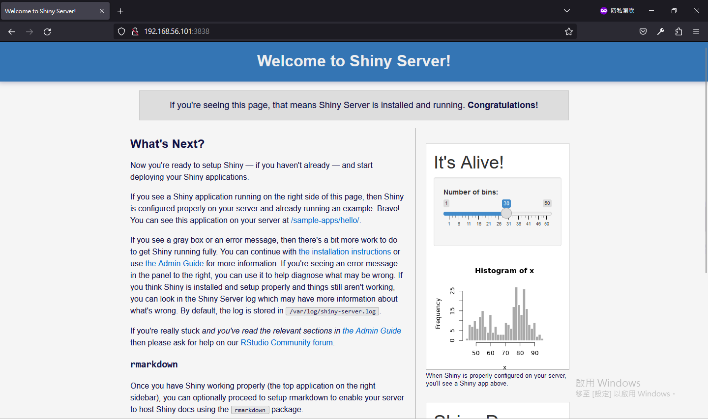 R Shiny Server 首頁