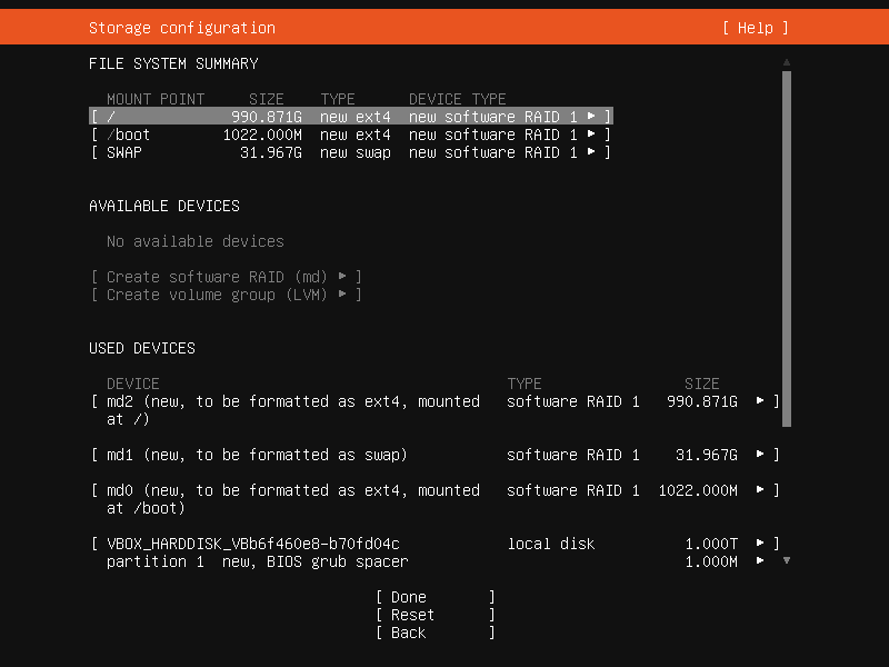 Ubuntu 安裝程式，磁碟配置總覽